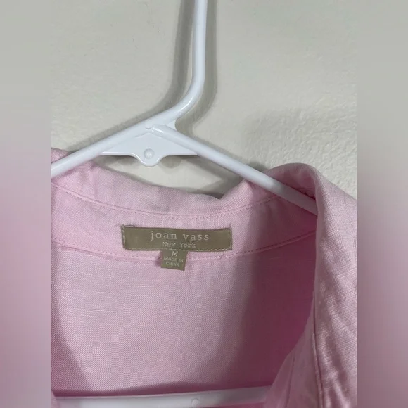 Joan Vass NY Elegant Pink Button Down Women's Shirt Linen Work Career Size M - Picture 7 of 16